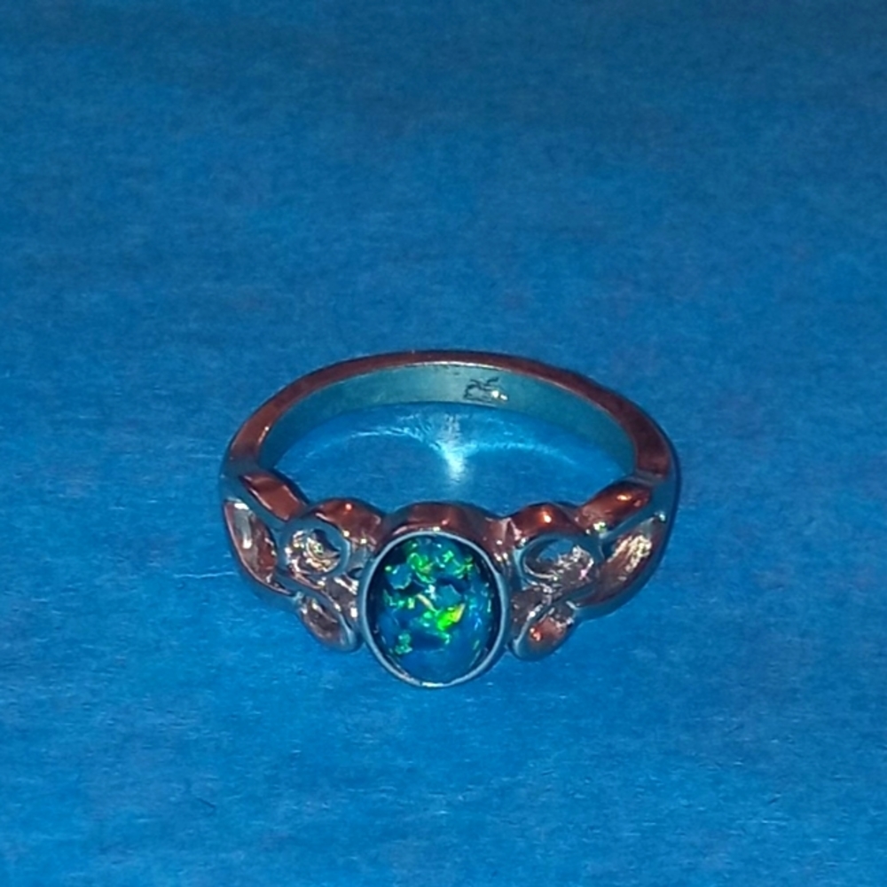 Sterling silver and opal ring